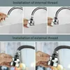 Collage showing the installation of a faucet sprayer head onto two different types of faucet threads. Produktbild-Vorschau
