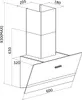 A technical drawing with dimensions of a kitchen hood. Produktbild-Vorschau