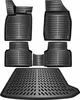 A set of black car floor mats and a trunk liner, arranged on a white background. Produktbild-Vorschau