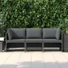 vidaXL 3-Sitzer-Gartensofa mit Kissen Grau Poly Rattan Produktbild-Vorschau 1