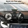 Close-up of two car fans and a digital license plate mounted on a car dashboard. Produktbild-Vorschau