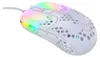 A white gaming mouse with RGB lighting is shown on a white background. Podgląd zdjęcia produktu