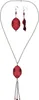 Steuer Modeschmuck Set Collier Ohrhänger Metall 71cm Rot Produktbild-Vorschau 2