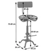 A diagram of a bar stool with dimensions indicated. Voir les images du produit