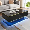 Merax Hochglanzer LED-Couchtisch mit Golddekor, Produktbild-Vorschau 8