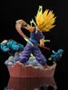 A dynamic action scene from Dragon Ball Z, featuring Super Saiyan 2 Gohan in combat with Cell. Produktbild-Vorschau