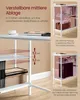 A desk with adjustable shelves and storage boxes, with additional images showing the shelf system. Produktbild-Vorschau