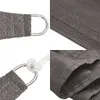 A collage of close-up images showing the details of a grey sun sail, including its reinforced edges, D-rings, and fabric texture. Náhľad obrázku produktu