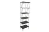 A tall, black, multi-shelf bookcase is shown against a white background. Náhled obrázku produktu