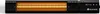 A black infrared heater with glowing gold heating elements, mounted on a white background.
