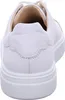 A close-up rear view of a white leather sneaker. Produktbild-Vorschau