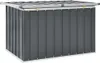A dark gray outdoor storage box with a silver lid, shown from a front-side angle against a white background. Náhled obrázku produktu