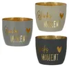 Gilde Windlicht, "Glücksmoment", Schriftzug, Metall, beige, Produktbild-Vorschau 1