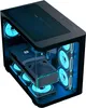 A computer case with internal components and blue LED lighting. Produktbild-Vorschau