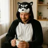 Pigiama Onesie Kigurumi Costume Travestimento Husky Nero Anteprima dell’immagine prodotto 7