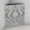 A corner acoustic bass trap panel with a perforated pattern, placed in a room corner. Podgląd zdjęcia produktu