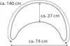 A diagram showing the dimensions of a product, likely a pillow or cushion, with measurements indicated in centimeters. Produktbild-Vorschau