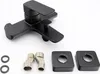 A black cubic bathtub faucet and its accessories are laid out on a white background. Produktbild-Vorschau