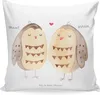 Mr. & Mrs. Panda Kopfkissen 40x40 Eulen Liebe - Weiß - Produktbild-Vorschau 1