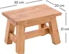 A small wooden stool with dimensions indicated by text overlays. Produktbild-Vorschau