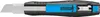 A close-up, side view of a black and silver utility knife with a blue grip and the brand name 'martor' visible. Voir les images du produit
