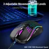A gaming mouse with RGB lighting is shown on a dark blue surface, with a blurred laptop keyboard and a battery icon in the background. Produktbild-Vorschau