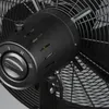 Close-up of the motor housing and controls of a black stand fan. Voir les images du produit