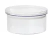 A clear, studio shot of a transparent plastic storage container. Produktbild-Vorschau