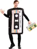 A man wearing a cassette tape costume and holding a boombox. Produktbild-Vorschau