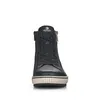A black high-top sneaker is shown from the front on a white background. Voir les images du produit