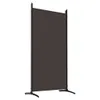 A brown fabric room divider with black metal legs, shown against a white background. Produktbild-Vorschau