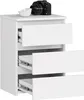 A white nightstand with three drawers, one of which is partially open, and a camera and a bowl on top. Produktbild-Vorschau