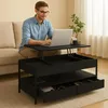 Relaxdays Couchtisch, aufklappbar, 2 Schubladen, 4 Fächer, Produktbild-Vorschau 2