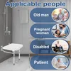 A bathroom scene with a shower seat, and overlays indicating applicable people. Voir les images du produit