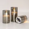 FHS Wachskerzen 3D-Flackern 3-teilig weiß, Glas rauchgrau Produktbild-Vorschau 2