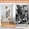 A split image showing a tidy and a messy closet, with a coat rack in the tidy section. Produktbild-Vorschau