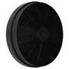 A close-up studio shot of a black circular activated carbon filter. Produktbild-Vorschau