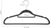 A black velvet clothes hanger with dimensions indicated by white text and lines. Anteprima dell’immagine prodotto