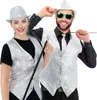 Pailletten Weste Silber XXL Uni mit Knopfleiste Glitzer Produktbild-Vorschau 1