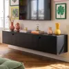 Mobile TV moderno da parete nero da 160 cm - Oviala Holly Anteprima dell’immagine prodotto 4