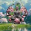 GKA XL Sonnenfänger Buddha mit Seerosen 20 cm Buntglas Produktbild-Vorschau 3