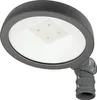 A close-up, studio shot of a gray LED street light. Voir les images du produit