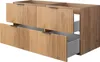 A bathroom vanity cabinet with two drawers, made of wood with a ribbed texture on the drawer fronts. Produktbild-Vorschau