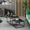 Table basse 2pcs carrée noire en bois, table de salon, Voir les images du produit 2