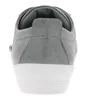 The back view of a gray sneaker with a white sole. Produktbild-Vorschau