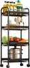 A black metal kitchen cart filled with various items. Produktbild-Vorschau