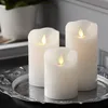 LED Stumpenkerze TWINKLE - bewegte, warmweiße LED Flamme - H: 10cm, D: 7,5cm - Timer - weiß Produktbild-Vorschau