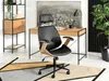 A modern office setting with a desk, chair, and shelving. Voir les images du produit