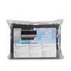 A dark gray balcony privacy screen is shown in its clear plastic packaging. Produktbild-Vorschau
