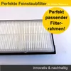 A close-up of a white HEPA filter for a robot vacuum cleaner, with marketing text overlays. Produktbild-Vorschau